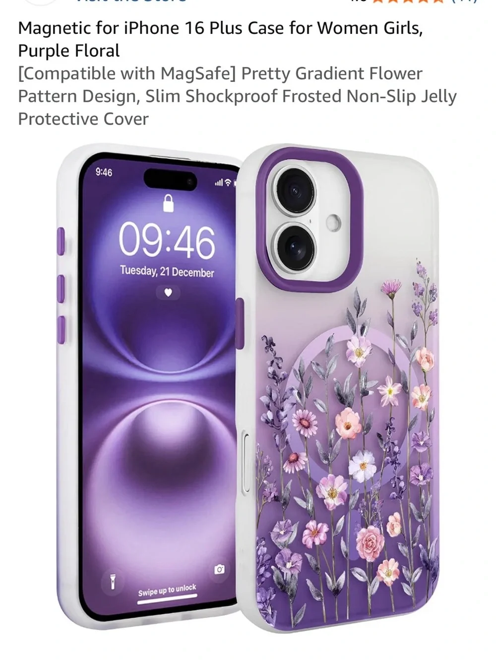 NEW Lavender Floral iPhone 16 Plus Case - Fsoole Compatible Women's Accessory